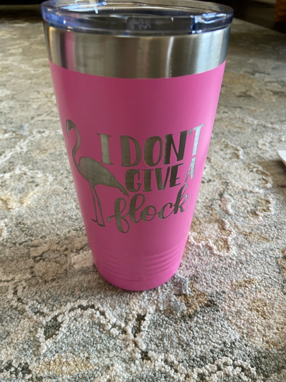 Pink Travel Tumbler - 'I Don't Give a Flock' Stainless Steel Mug - Picture 2 of 6